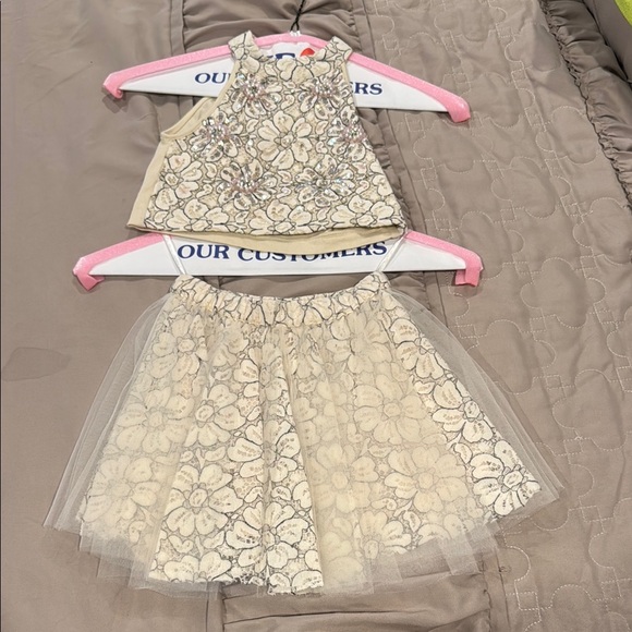 Floral Embellished Top and Skirt Set - Picture 1 of 4